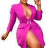 Robes Décontractées Tsxt 2023 Style Africain Femmes Costume Et Robe Sexy Lady Col Solide Manches Longues Écharpes Empire Grande Taille Jupe