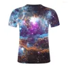 Heren t shirts 3D print shirt zomer streetwear mode kleurrijke sterrenhemel heren korte mouw tee korte mouw