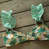 Women's Swimwear TwoPiece Floral PushUp Padded Bra Ruffles Bandage Bikini Set Swimsuit Bathing Suit Beachwear Biquini 230208
