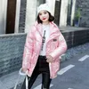 Women's Trench Coats Colorful Glossy Women Parkas Hooded Thick Big Pockets Down Cotton Coat 2023 Winter Light Purple Oversize Puffer Jacket