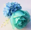 Decorative Flowers 4 Pieces Wedding Boutonnieres Sky Blue Color Groom Groomsman Pin Brooch Silk Rose Corsage Suit Decor Calla Flower