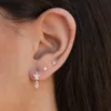 Studörhängen GS 925 Sterling Silver Four Pointed Star for Women Cubic Zirconia Diamond Tiny Brosk Ear Studs Jewelry