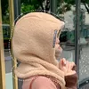 Hattar halsdukar handskar sätter halsduk vinter kvinnor fast färg lamm ull hatt mask uppsättning för flickor mössa med öronflikar päls krage