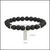 Fios de mi￧angas de 8 mm de mi￧angas foscas pretas Bracelets de pedra natural para homens pulseira de elasticidade com o designer de f￩ de sonho ￢ncora Dhzyc