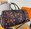 luxurys designer bag Yayoi Kusama Genuine leather Men Women Designer Duffle Luggage Shoulder Luxurious Duffel Luggage Bags Travel bag handbags cross body bag
