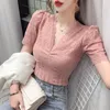 Bloups feminina camisas sexy elegantes blush de renda mulher sólida camisa de manga curta de decote curto comando de algodão esbelto 2023women's