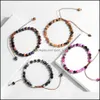 Fios com mi￧angas de 6 mm de pedra natural colorf de cristal pulseiras de fios de cristal para homens homens manhas de corda tran￧ada fas dhhz9