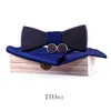 Bow Ties 3D Wooden Bowtie Pocekt Square Cufflinks Set Classic Business Wood Tie Wedding Handmade Corbata