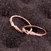Anéis de casamento Cristal de aço inoxidável de ouro rosa Cristal de aço de três dedos noivado anel de dedos da mulher presente de festa