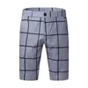Mäns shorts manlig sommar avslappnad smal stor rutig tryck blixtlås Semi elastisk midja fickan atletisk mesh herrsport