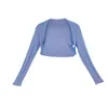 Stage Wear Dance Shawl collant de malha azul de mangas compridas Practice Ballet Practice Pads