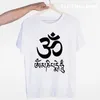 Męskie koszulki jn buddyzm om mani padme hum T-shirt o-deterk krótkie rękawy Summer Casual Fashion Tybetańskie thangka sześć słów pierścionka Tshirt