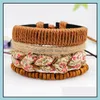 Link Chain Leather Bracelets For Women Fashion Ladies Bohemian Mtilayer Wide Wrap Bracelet Drop Delivery Jewelry Dh8Nm