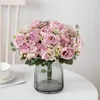 Dekorativa blommor 3st Silk Peoy Hydrangea Autumn Wedding Bridal Garden Roses Arch Chile Decor inomhusinredning för Home Artificial