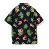 Summer Hawaii Broken Flower Shirts For Men Vacation Sandy Beach Short Sleeve Lapel Youth Single Breasted Casual Loose Shirt CS08