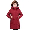 Trench da donna 2023 Parka da donna invernali in cotone imbottito giacche spesse calde con cappuccio ricamato cappotto di media lunghezza femminile casual