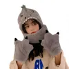 Hüte Schals Handschuhe Sets Tier Hut Weihnachten Dinosaurier Plüsch Fühlen Mit Kapuze Schal Stirnband Für Mädchen Jungen Weiche Kinder Winter Warme N2UE