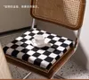 Pillow Rattan Checkerboard Black And White Chair Fart Long Sitting Ins Thickened Stool Outdoor For Garden Living Room