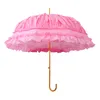 Parapluies de mariage de fête Vintage princesse douce photographie parapluie droit extérieur Cos parapluie en dentelle pour les femmes