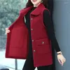 Frauenweste Lamm Wollweste Jacken für Frauen 2023 Herbst Winter Revers Einbrust-Tasche Gilet Femme Casual ärmellose Weste Coat