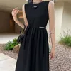 Mulheres vestem moda slim clássico padrão silm 23ss vestidos de verão roupas femininas simples 2 cores