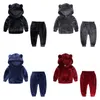 Clothing Sets Winter Children Clothing Baby Girls Clothes Set Velvet Solid Boys Clothes Hoodies SweatshirtPants Tracksuit Suits For Kids 230208