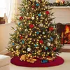 Christmas Decorations Quality Tree Skirt 48 Inches Luxury Cable Knit Knitted Thick Rustic Xmas Holiday Decoration Burgundy