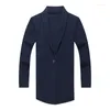 Men's Sweaters Man X-Long Cardigan Exquisite Buttons Jackets Solid Color Thick Wool Sweater Coats