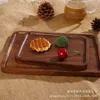 Plates Plates Black Walnut Tray Japanese Wooden Snack Plate Square Fruit Round Cake Multidining Drink