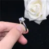 Anelli a grappolo Oro bianco massiccio 14 carati AU585 1CT Anello di fidanzamento con diamante reale brillante per donna Gioielli romantici Lei