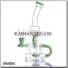 Hookahs dab rig 7.8 '' Azul / cinza / verde jade recicladores Bongos de vidro com banger de quartzo de 14 mm e tubos de água femininos de 14 mm Pedido OEM disponível