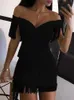 Casual Kleider Sommer Sexy Bodycon Frau Elegante Weiße Off Schulter Fringe Party Für Frauen 2022 Mode V-ausschnitt Kurze Neue y2302