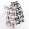 Vêtements de nuit pour femmes Plaid Couple Bas de pyjama Coton Gaze Pantalon Été Mince Lâche Maison Pantalon Pyjama Pantalon