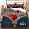 Beddengoed sets Lovely Valentine's Day Love 3D Printing Set kleine verse stijl quilt cover kussensloop kussensloop slaapkamer decoratie huis textiel