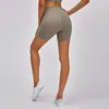 einfarbige Yoga-Shorts mit hoher Taille, hüftenge, elastische Trainingshose für Damen, Laufen, Fitness, Sport, Workout-Leggings