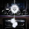 Dekorationer Ny pendel Bling Diamond Crystal Fox Fur Ornaments bakspegel som hänger för flickor Rhinestone Car Interior Decoration 0209