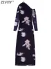 Casual jurken ZEVITY vrouwen sexy enkele schouder bloemenprint mesh slanke midi jurk vrouwelijke chique side rits plooien asymmetrische vestidos ds2818 y2302