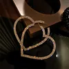 Boucles d'oreilles cerceaux Big Heart Fashion Elegant Crystal Drop Bangle Oreille d'oreille TRENDY RHINETONE DÉCOR OEURE DÉCOR DE MEDICI