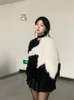 Vrouwen Jackets Harajuku Star Patchwork Jacket Women 2023 Winter Vintage Zip Pluize losse jas Y2K Aesthetic Faux Fur Ropa de Mujer All Match 230208