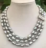Chains Beautiful 9-10MM Grey Baroque Pearl Necklace