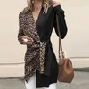 Abiti da donna Blazer Giacca primavera autunno Temperamento Scollo a V Stampa leopardata Abito abbinato a colori Giacca ampia da ufficio