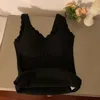 Débardeurs pour femmes épais automne Camis pour femmes hiver sans manches col en v dentelle épissé Femme hauts courts avec soutiens-gorge intégrés femme débardeur camisoles