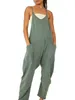 Women Jumpsuits Loose Casual V Neck Sleeveless Jumpsuits Adjustable Spaghetti Straps Harem Long Pants Overalls With Pockets Plus Size S-4XL