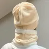 Bérets mode coupe-vent chaud hiver bonnets et écharpe tricoté chapeau ensemble Bonnet élastique