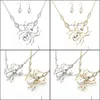 Earrings Necklace Spider Jewelry Set Cubic Zirconia Long Gift Chic Drop Delivery Sets Dhdt9