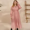 Plus storlek klänningar 3xl 4xl plus size kvinnliga kläder eleganta långa ärmar polka punkt kvinnlig maxi klänning avslappnad resesemester chiffong klänning 230209