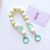 Keychains Fashion Trendy Colorful Acrylic Beads Mobile Phone Chain For Women Girls Cellphone Strap Anti-lost Lanyard Hanging Cord Jewelry