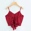 Women's Tanks & Camis Sexy Women Crop Tops Striped Tie Back Cami Casual Spaghetti Strap Print Bow Vest Knot Cropped Tank FemininoWomen's