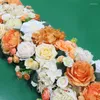 Decorative Flowers Artificial 2M Rose Flower Row Wedding Arched Door Decor Flores Silk Peony Road Cited Home Party Decoration