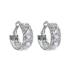 Hoopörhängen högkvalitativ silverfärg Kvinnor Sparkling Full Rhinestone Stud Earring Fashion Circle Trendy Jewelry